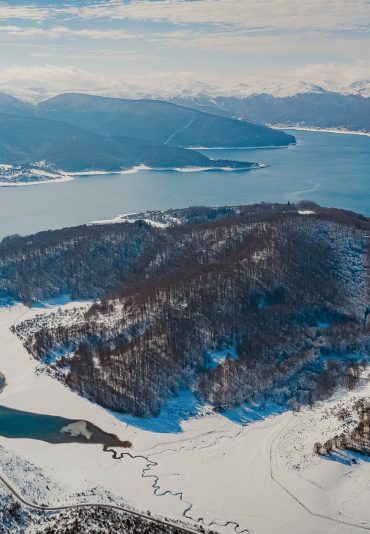 Aerial view lake view over Mavrovo lake, Rep.of Macedonia
