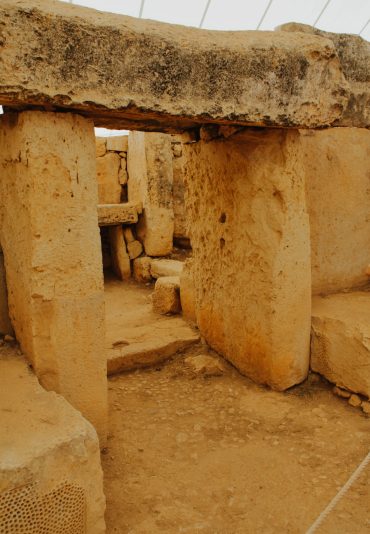 Mnajdra, Malta - September 04 2010: Mnajdra, an ancient megalithic temple in Malta, from the Neolithic period, interesting for its monumental stone structures.